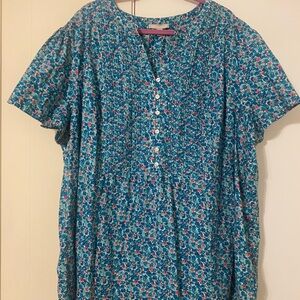 Woman Within Vibrant Floral Top - Blue and Pink